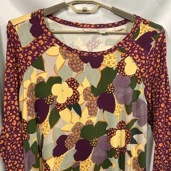 LOGO Lori Goldstein 1X Mixed Media Tunic Top Funky Flowy Bold Feminine Pockets - Picture 1 of 16